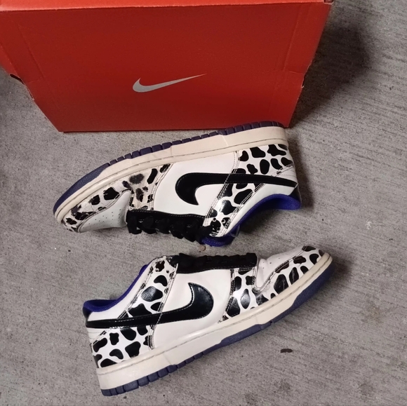 RARE Vintage Nike Dunk Low GS 'Dalmatian Print' 8.5Wo (7Y) - Picture 2 of 10